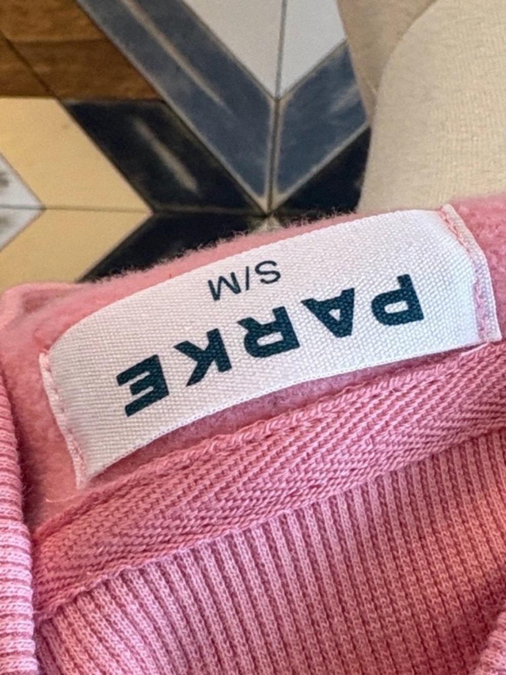 PARKE Valentine's Varsity Mockneck in Blush Pink + Lavender size S/M NEW - Picture 8 of 12